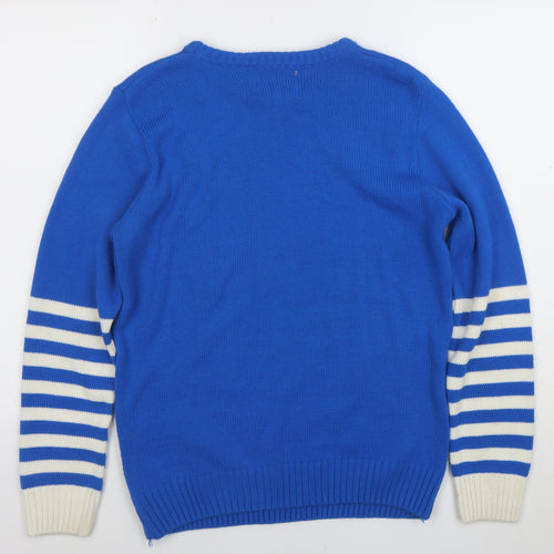 Bad Santa Mens Blue Christmas Jumper M Funny Graphic Pullover