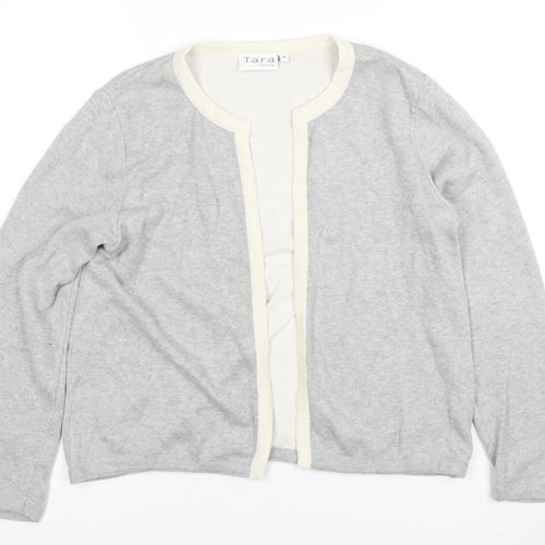 Tara Clothing Women’s Grey Cotton Blend Open Cardigan Size 14
