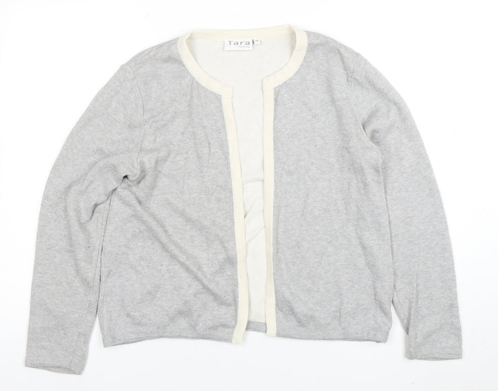 Tara Clothing Women’s Grey Cotton Blend Open Cardigan Size 14