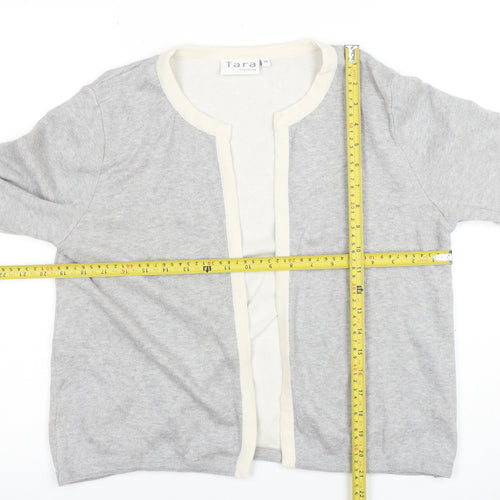 Tara Clothing Women’s Grey Cotton Blend Open Cardigan Size 14