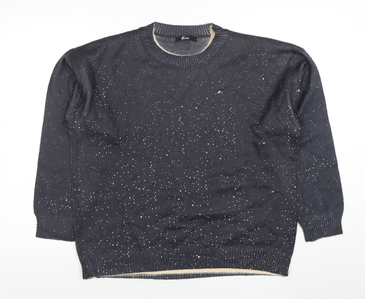 Italiane Women’s Blue Speckled Knit Crew Neck Pullover Jumper XL