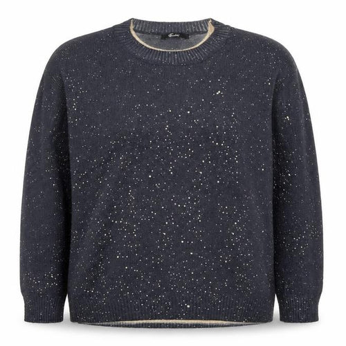Italiane Women’s Blue Speckled Knit Crew Neck Pullover Jumper XL