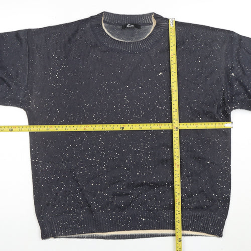 Italiane Women’s Blue Speckled Knit Crew Neck Pullover Jumper XL