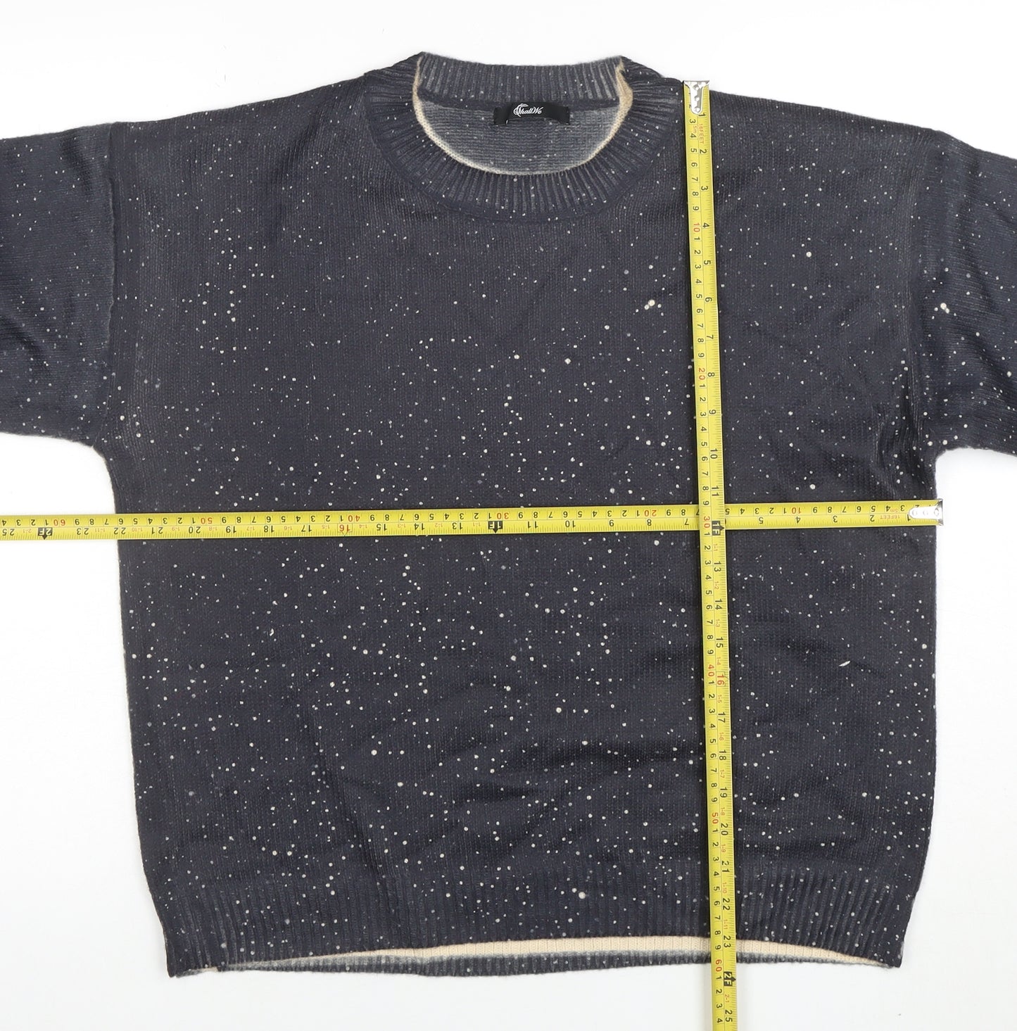 Italiane Women’s Blue Speckled Knit Crew Neck Pullover Jumper XL