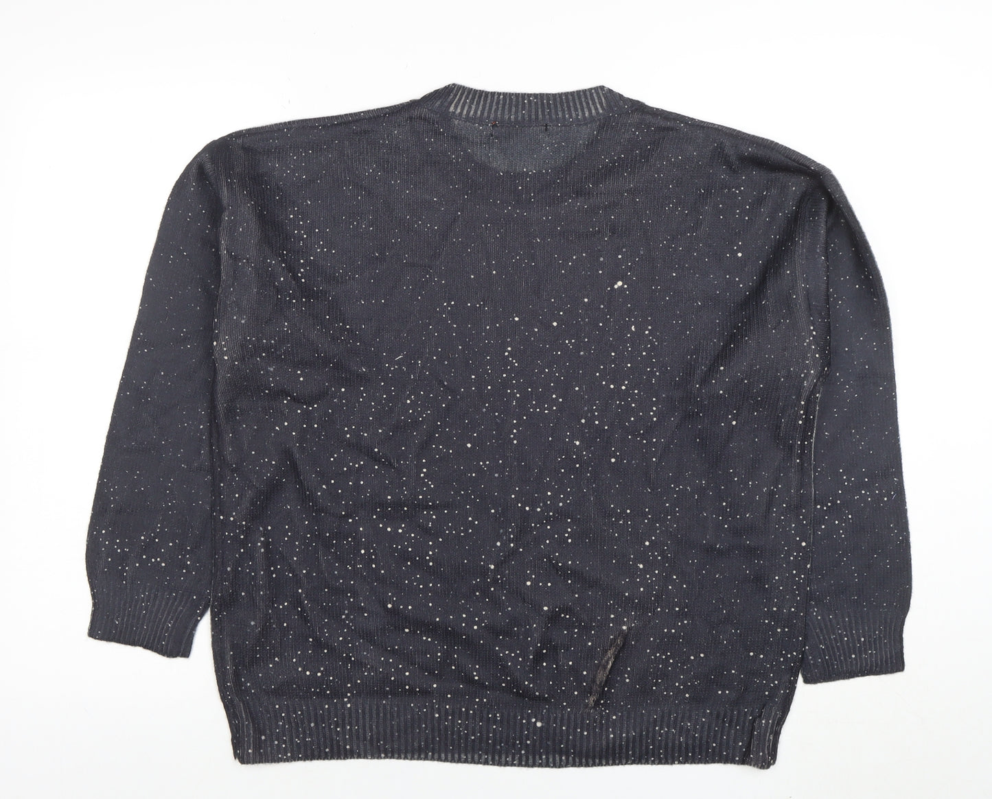 Italiane Women’s Blue Speckled Knit Crew Neck Pullover Jumper XL