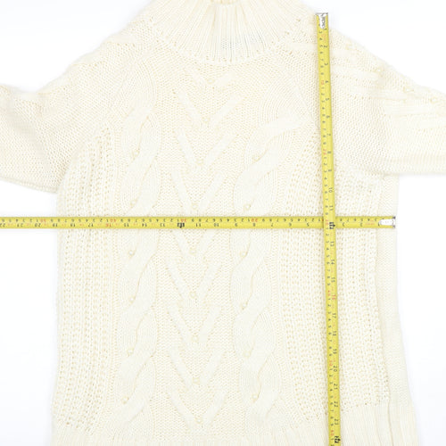 Marks and Spencer Women Ivory Roll Neck Cable-Knit Jumper M