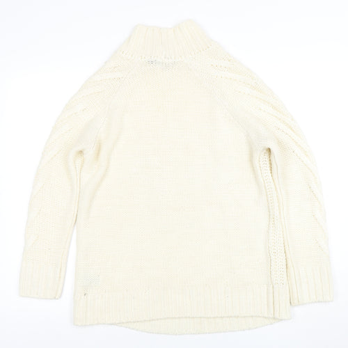 Marks and Spencer Women Ivory Roll Neck Cable-Knit Jumper M