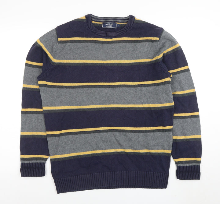 Maine New England Men's Multicoloured Stripe Cotton Jumper S