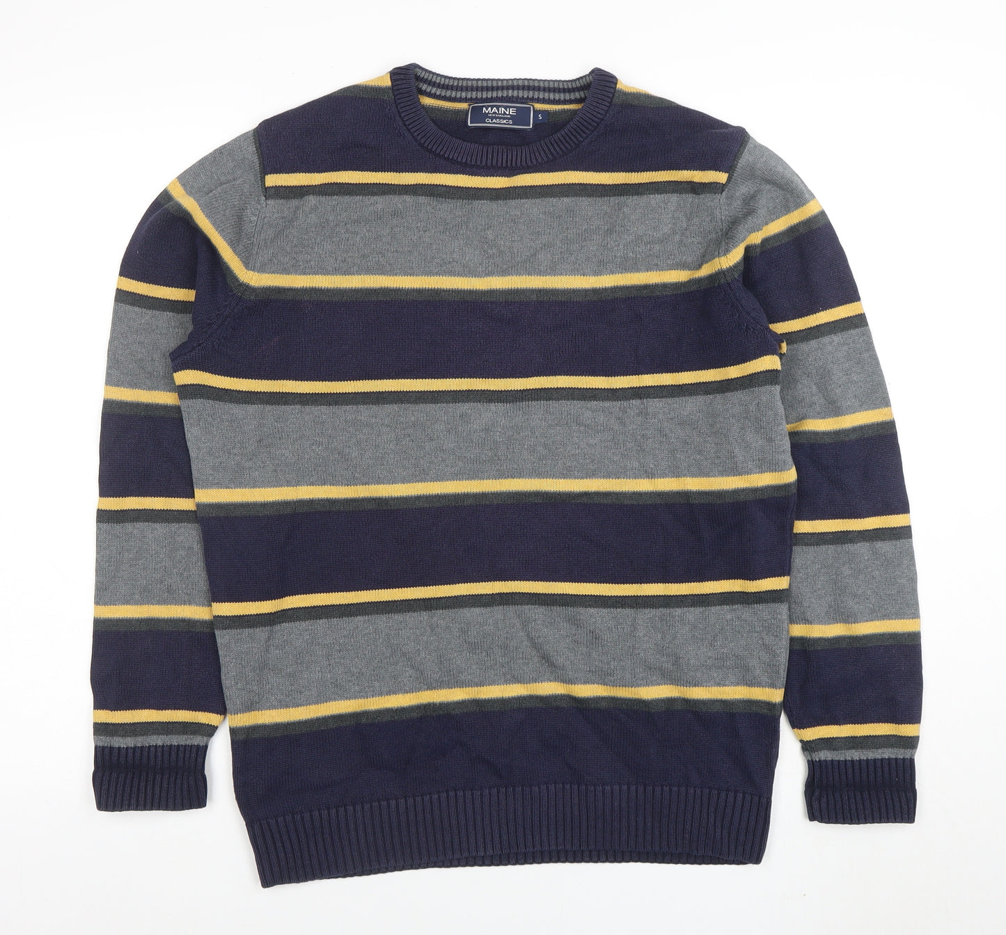 Maine New England Men's Multicoloured Stripe Cotton Jumper S