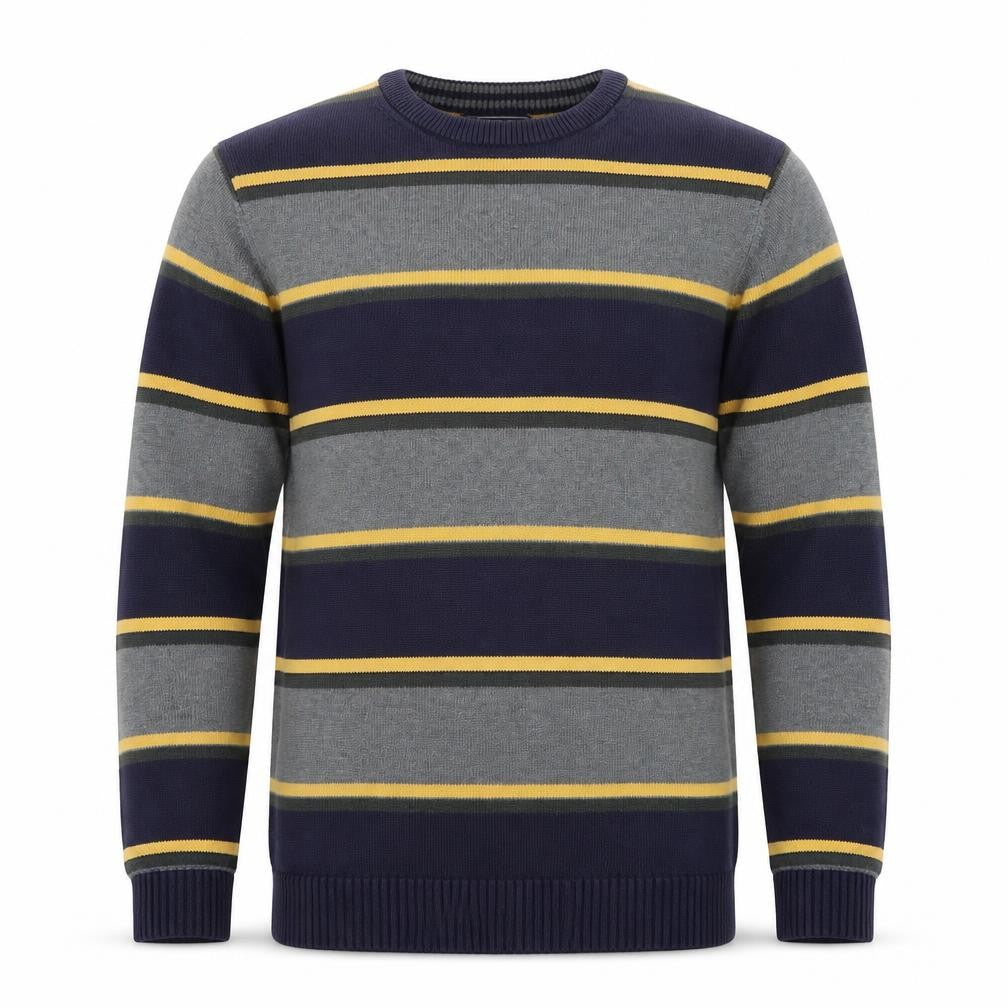 Front view of Maine New England Men's Multicoloured Stripe Cotton Jumper S