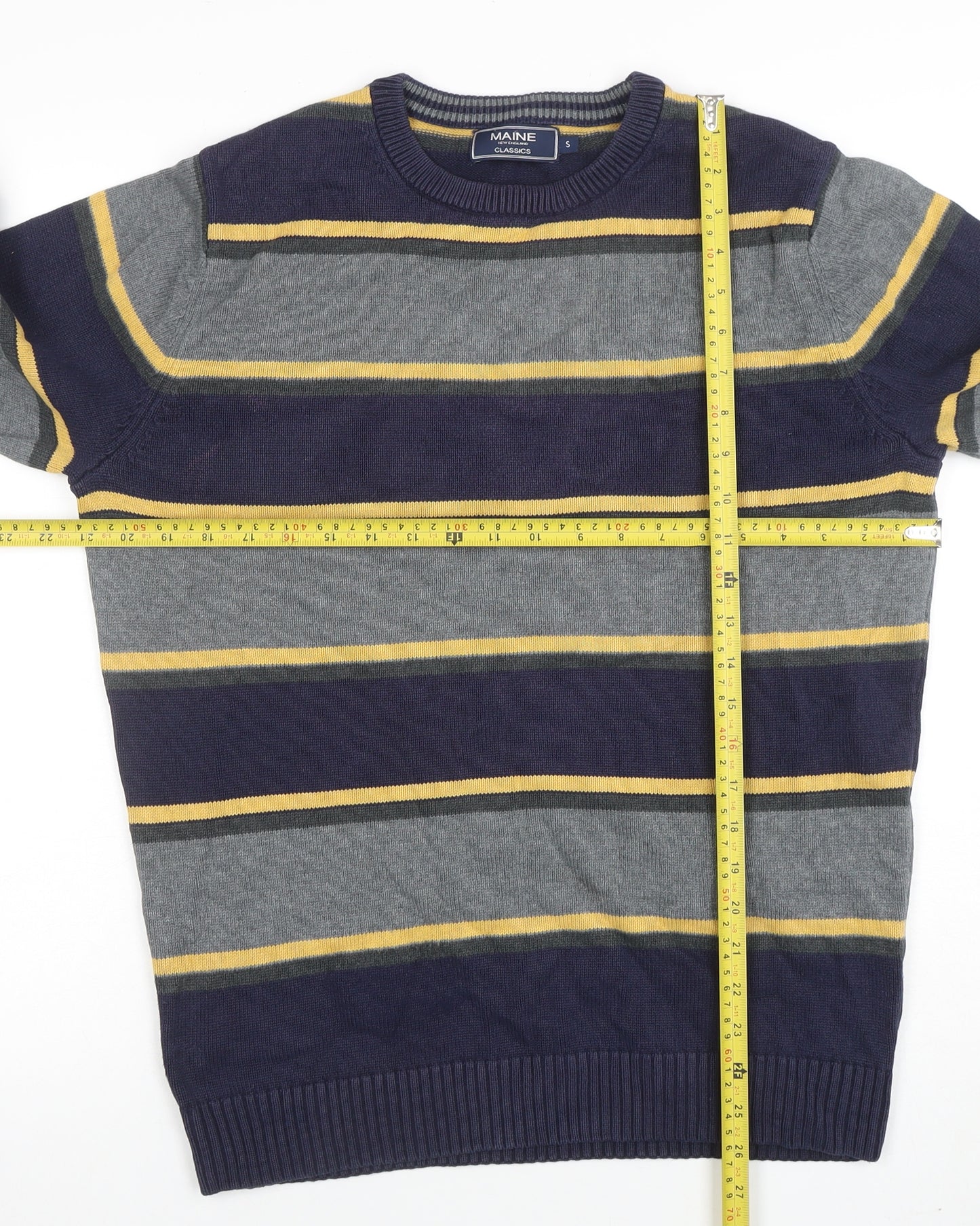 Maine New England Men's Multicoloured Stripe Cotton Jumper S