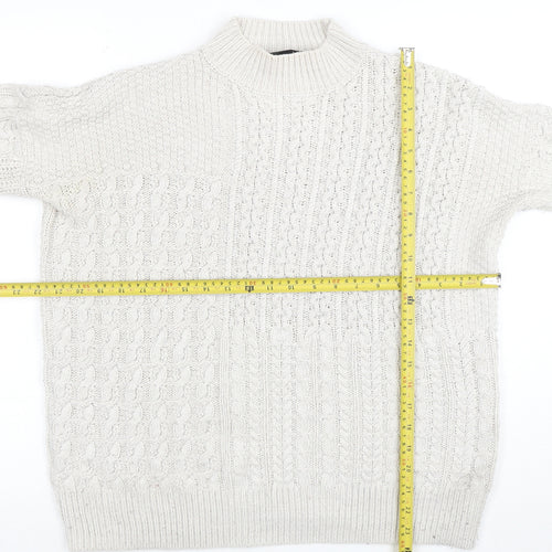 Topshop Women’s Ivory Cable-Knit Mock Neck Jumper Size 8