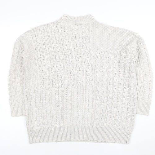 Topshop Women’s Ivory Cable-Knit Mock Neck Jumper Size 8