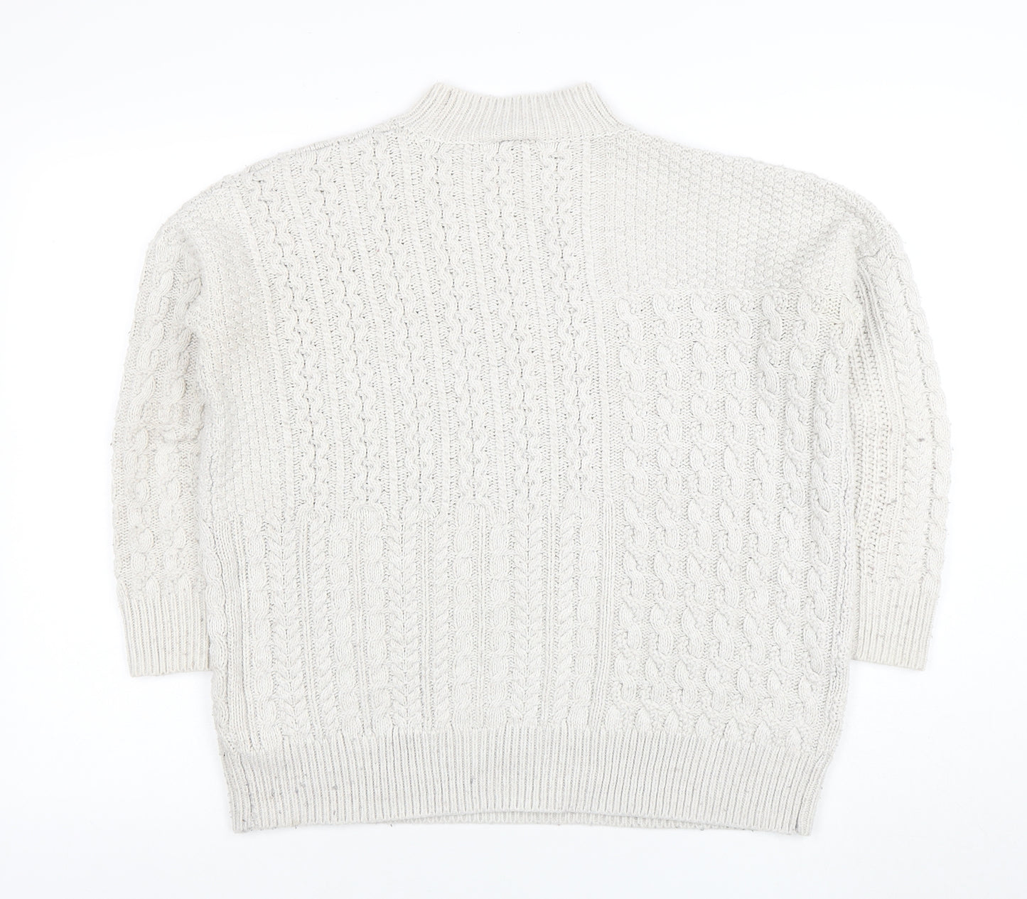 Topshop Women’s Ivory Cable-Knit Mock Neck Jumper Size 8