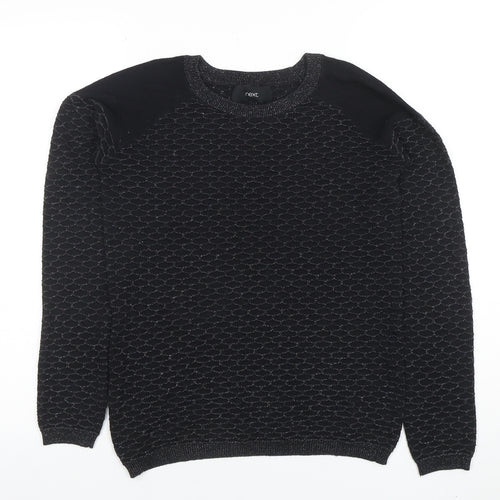 Next Women's Black Crew Neck Long Sleeve Knit Jumper Size 8