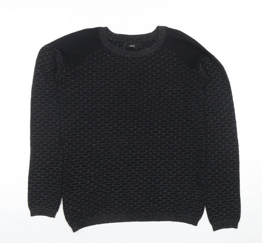 Next Women's Black Crew Neck Long Sleeve Knit Jumper Size 8