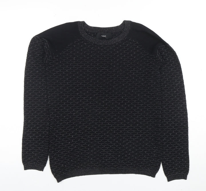 Next Women's Black Crew Neck Long Sleeve Knit Jumper Size 8
