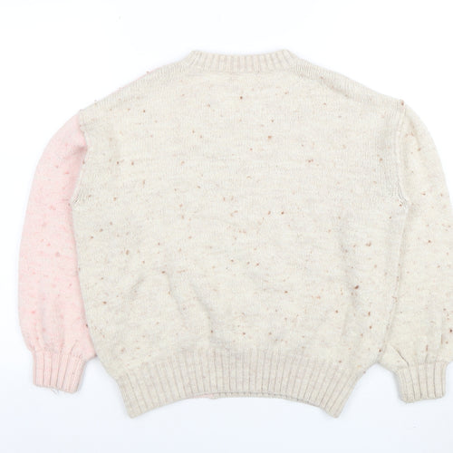 Next Womens Beige Star Rhinestone Knit Jumper Size 14