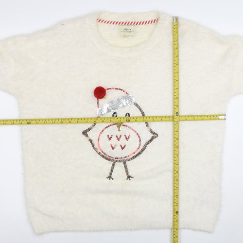 Papaya Women’s Ivory Christmas Robin Sequin Jumper XL