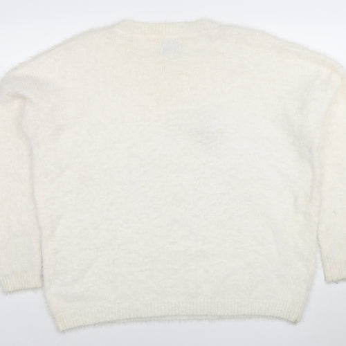 Papaya Women’s Ivory Christmas Robin Sequin Jumper XL