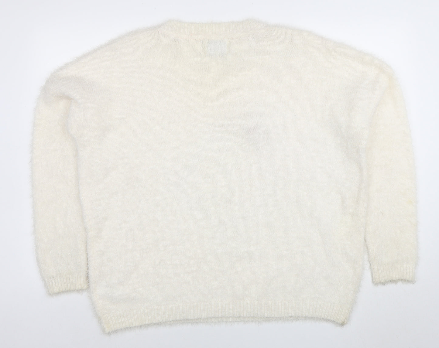 Papaya Women’s Ivory Christmas Robin Sequin Jumper XL