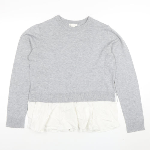 Zara Women Grey Wool Blend Pullover Jumper Size 12 Knit Top