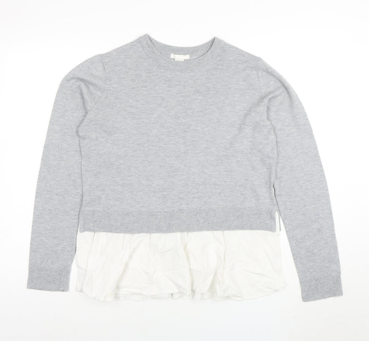 Zara Women Grey Wool Blend Pullover Jumper Size 12 Knit Top
