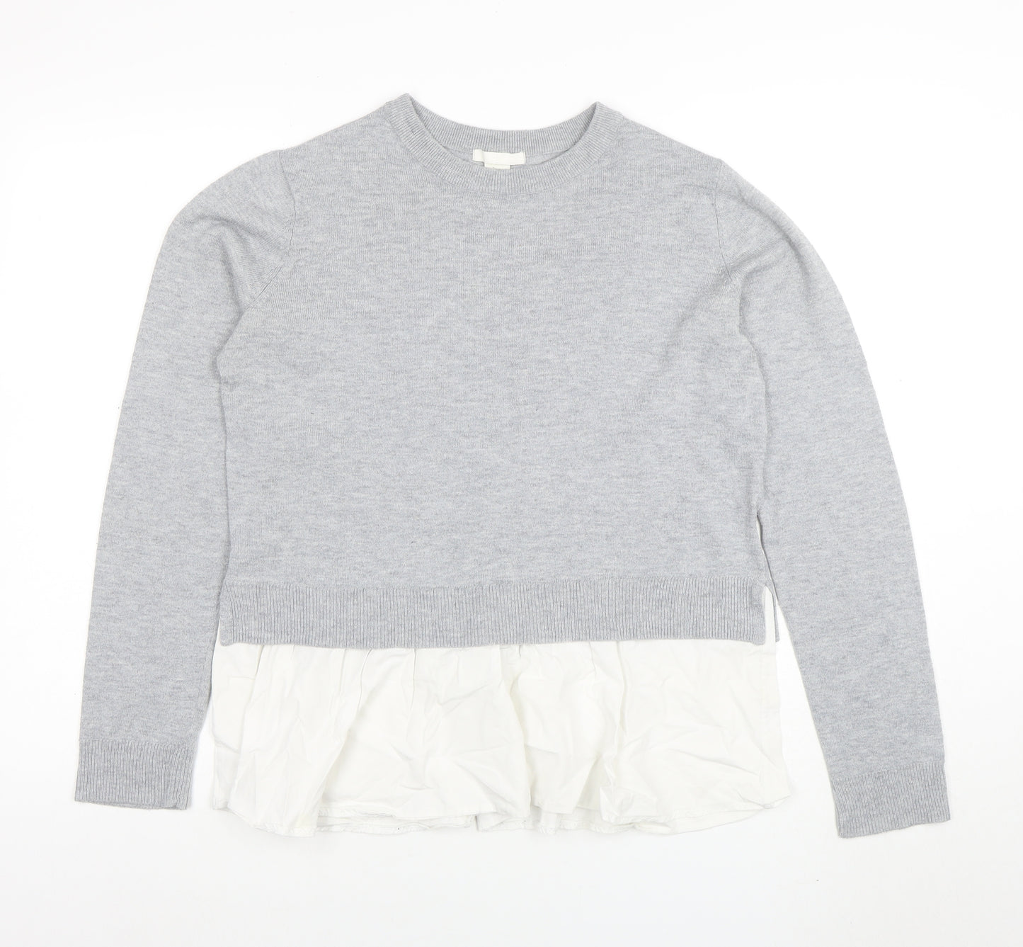 Zara Women Grey Wool Blend Pullover Jumper Size 12 Knit Top