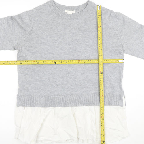 Zara Women Grey Wool Blend Pullover Jumper Size 12 Knit Top
