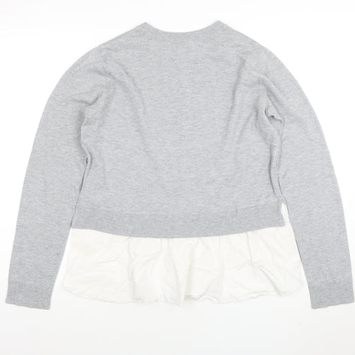 Zara Women Grey Wool Blend Pullover Jumper Size 12 Knit Top