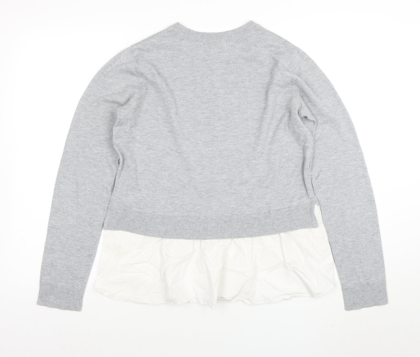 Zara Women Grey Wool Blend Pullover Jumper Size 12 Knit Top