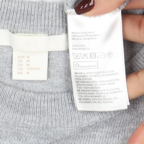 Zara Women Grey Wool Blend Pullover Jumper Size 12 Knit Top