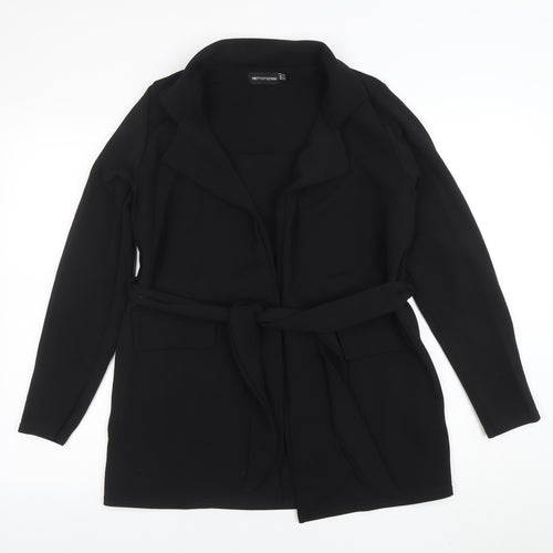 PrettyLittleThing Womens Black Belted Coatigan Size 12