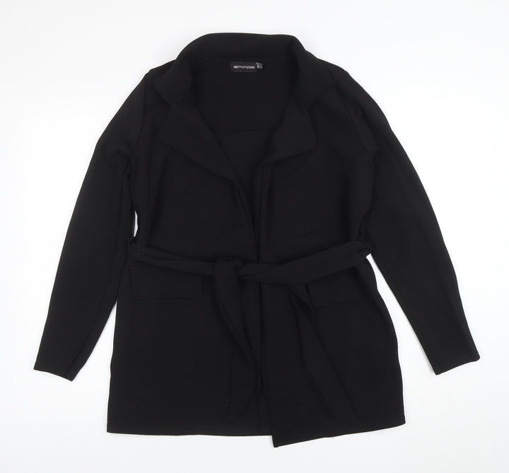 PrettyLittleThing Womens Black Belted Coatigan Size 12
