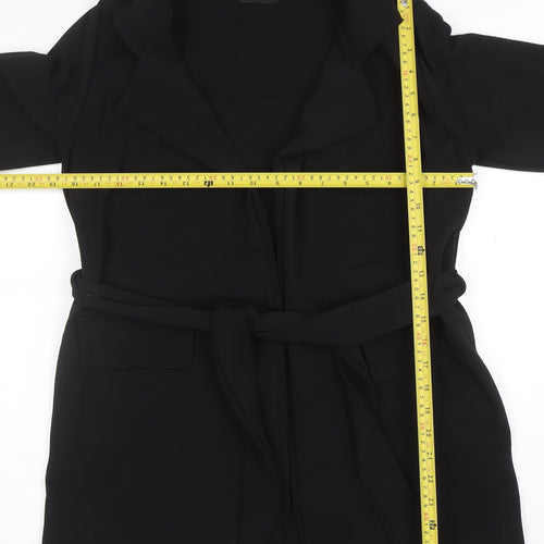 PrettyLittleThing Womens Black Belted Coatigan Size 12