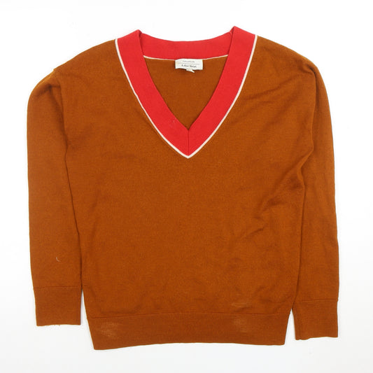 A.P.C. Womens Brown Wool V-Neck Pullover Jumper Size M