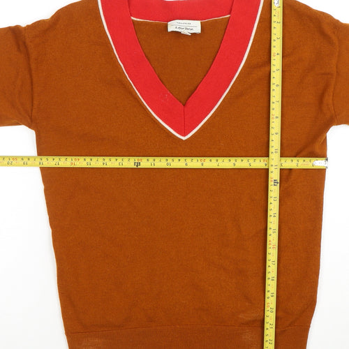 A.P.C. Womens Brown Wool V-Neck Pullover Jumper Size M