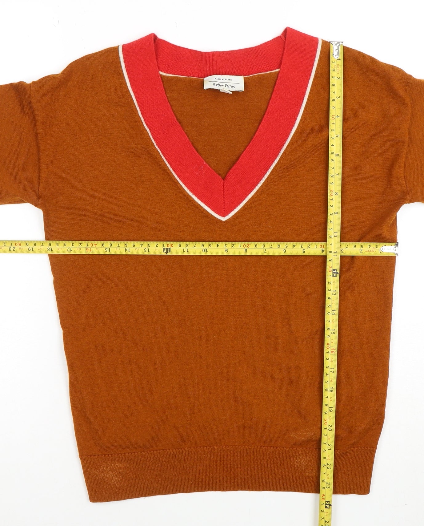 A.P.C. Womens Brown Wool V-Neck Pullover Jumper Size M