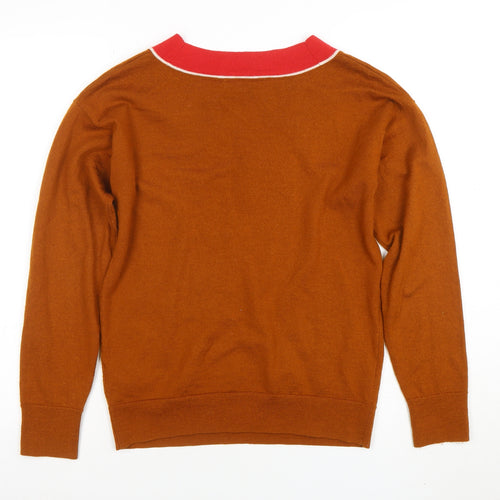 A.P.C. Womens Brown Wool V-Neck Pullover Jumper Size M