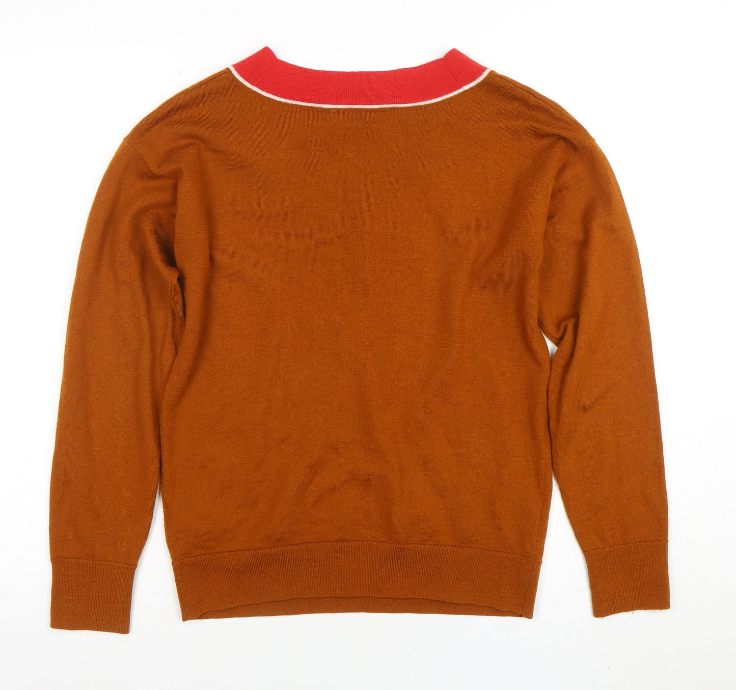 A.P.C. Womens Brown Wool V-Neck Pullover Jumper Size M