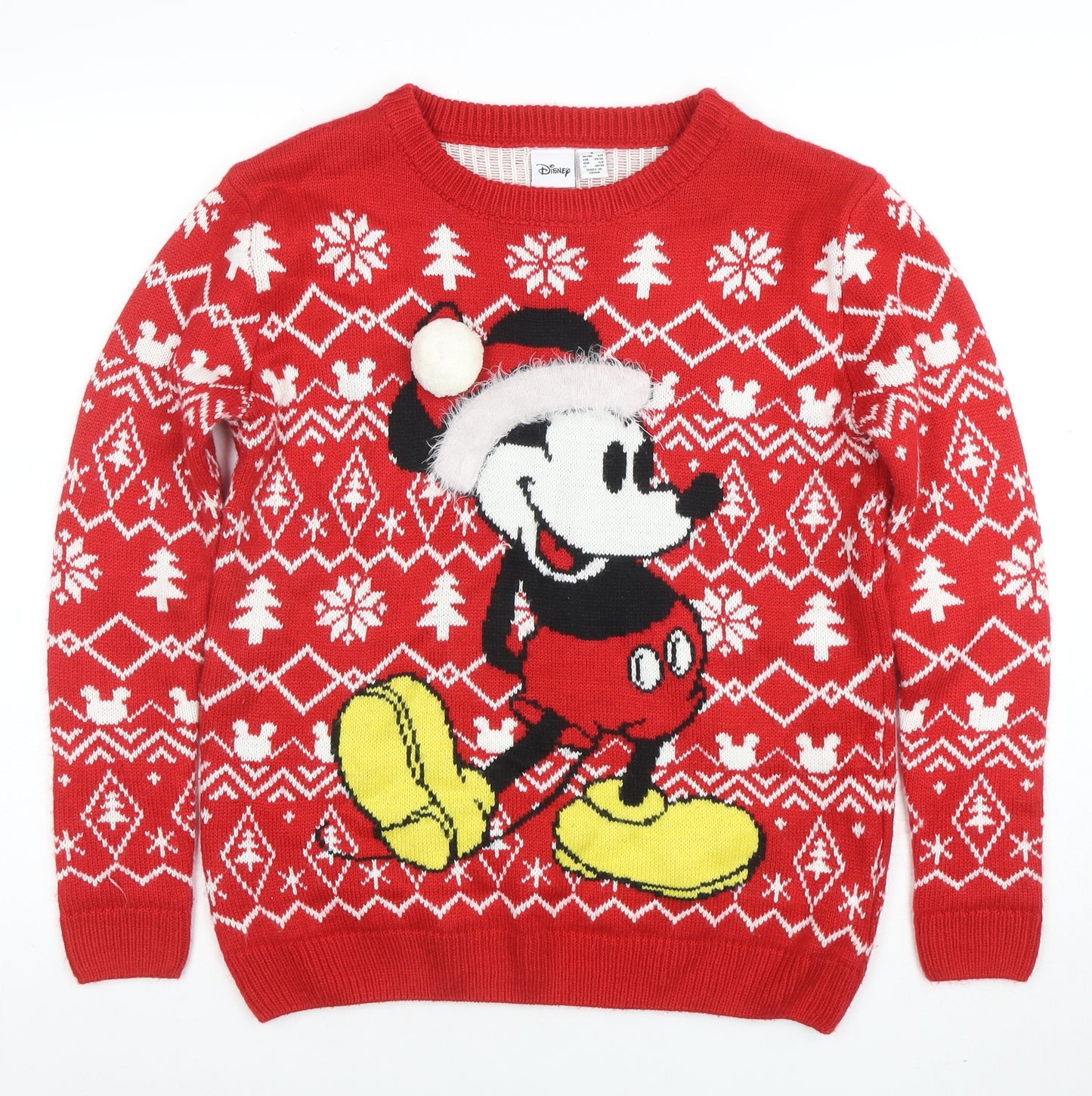 Disney Womens Red Mickey Mouse Christmas Jumper Size S