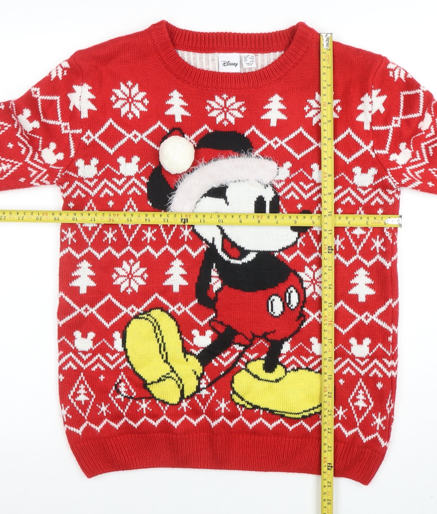 Disney Womens Red Mickey Mouse Christmas Jumper Size S