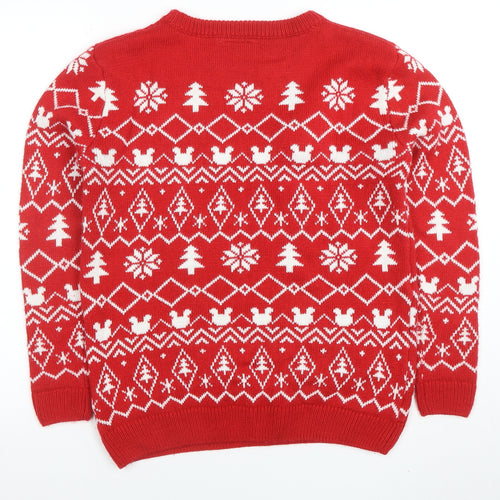 Disney Womens Red Mickey Mouse Christmas Jumper Size S