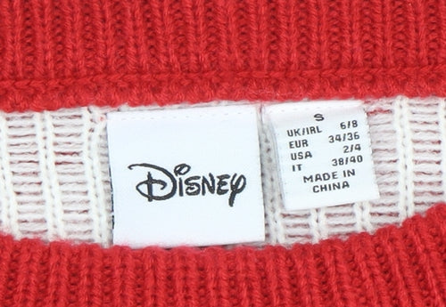 Disney Womens Red Mickey Mouse Christmas Jumper Size S