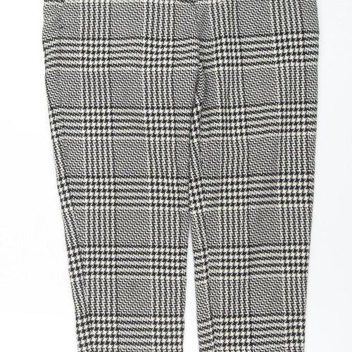 H&M Womens Black Check Slim Fit Trousers Size 8