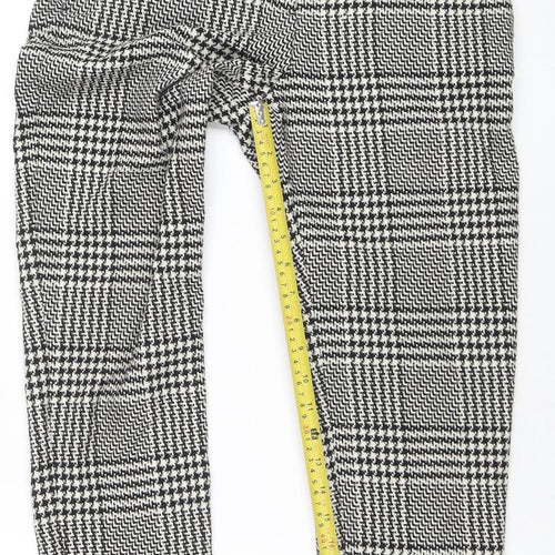 H&M Womens Black Check Slim Fit Trousers Size 8