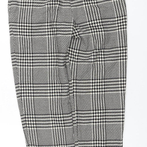 H&M Womens Black Check Slim Fit Trousers Size 8