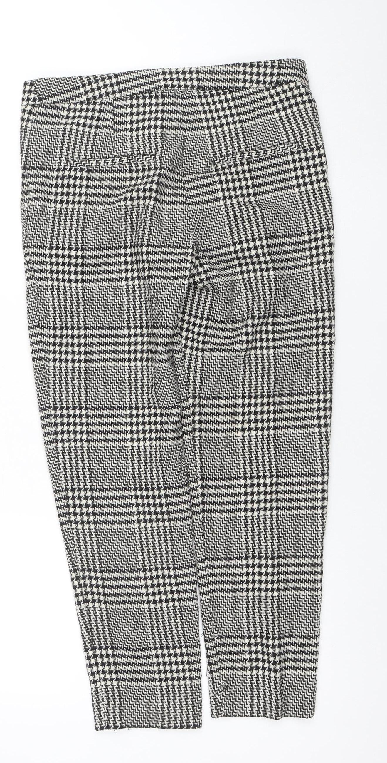 H&M Womens Black Check Slim Fit Trousers Size 8