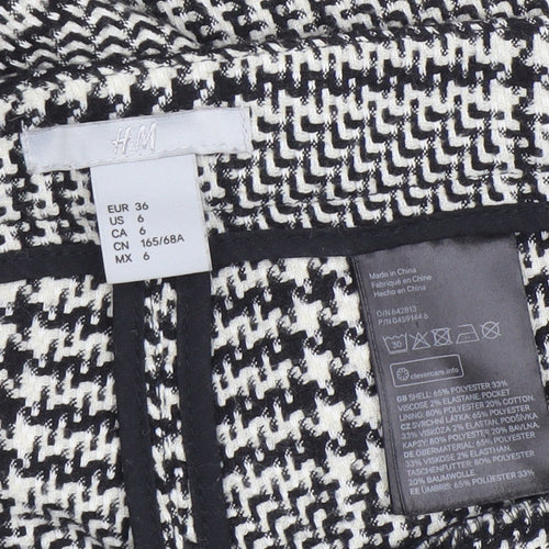 H&M Womens Black Check Slim Fit Trousers Size 8