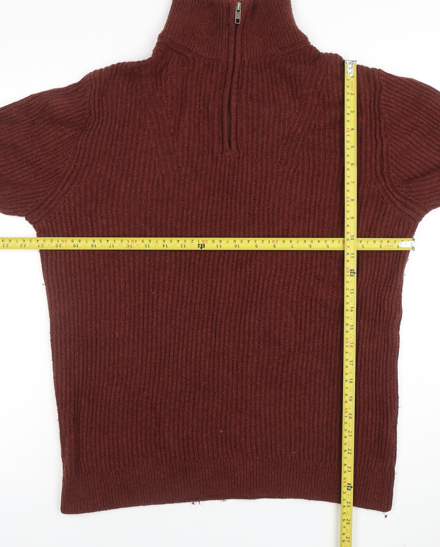 BAM Men's Brown Wool Bamboo High Neck Half Zip Jumper Size M